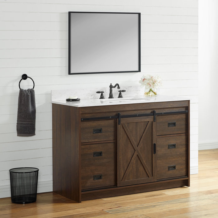 Sand & Stable Jillian 48'' Single Bathroom Vanity with Engineered Stone Top & Reviews Wayfair